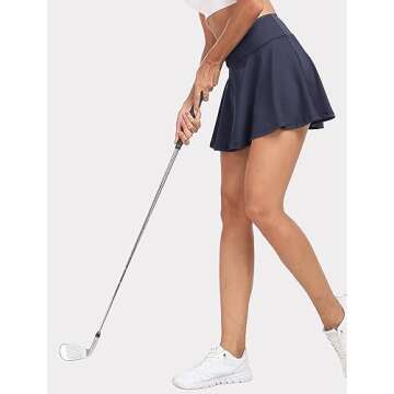 GGOV Flowy Women's Tennis Golf Skirt with Shorts Blue