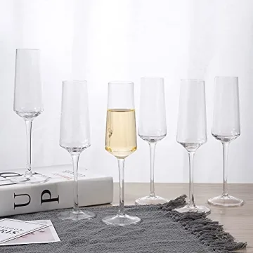 Hand Blown Crystal Champagne Flutes Set of 6 for All Occasions