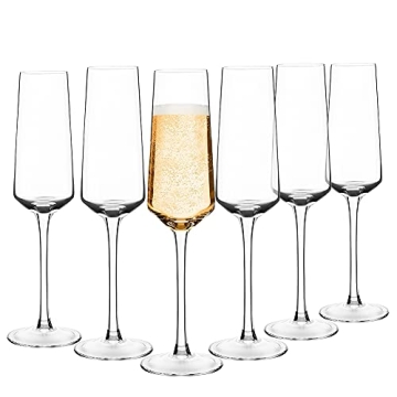 Hand Blown Crystal Champagne Flutes Set of 6 for All Occasions