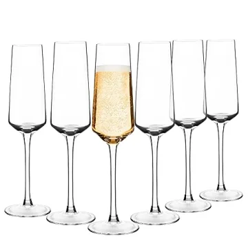 Hand Blown Crystal Champagne Flutes Set of 6 for All Occasions
