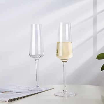 Hand Blown Crystal Champagne Flutes Set of 6 for All Occasions