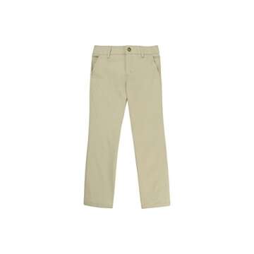 French Toast Big Girls Stretch Twill Straight Leg Pant, Khaki, 16