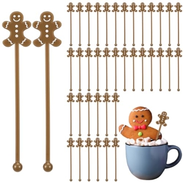 SiliFine Christmas Drink Stirrers: 30 Pcs Reusable Swizzle Sticks for Festive Drinks
