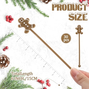 SiliFine 30 Pcs Christmas Drink Stirrers for Holiday Drinks