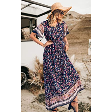 PRETTYGARDEN Women's Boho Floral Maxi Dress for Summer