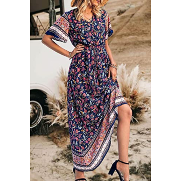 PRETTYGARDEN Women's Boho Floral Maxi Dress for Summer