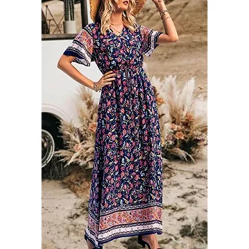 PRETTYGARDEN Women's Boho Floral Maxi Dress for Summer