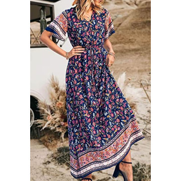 PRETTYGARDEN Women's Boho Floral Maxi Dress for Summer