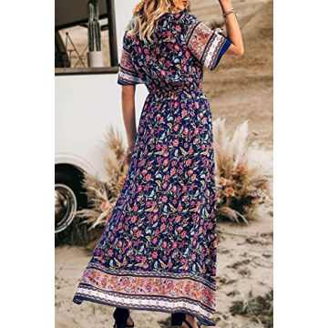 PRETTYGARDEN Women's Boho Floral Maxi Dress for Summer