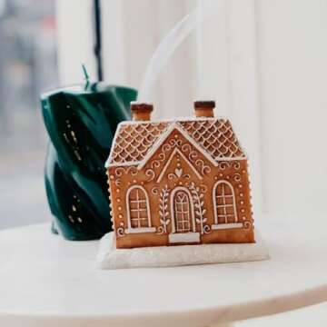 RZAJJN Gingerbread House Incense Burner, Incense Cone Burner, Christmas Cabin Incense Burner, Home Chimney Decorations (Color : 1pc)