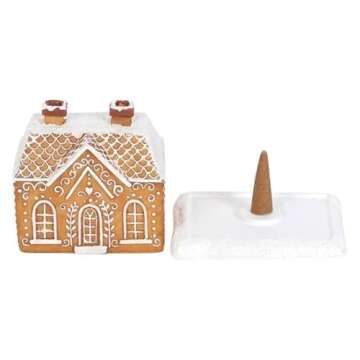RZAJJN Gingerbread House Incense Burner, Incense Cone Burner, Christmas Cabin Incense Burner, Home Chimney Decorations (Color : 1pc)