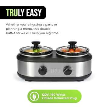 TRU Double Slow Cooker - Perfect Buffet Server for Gatherings