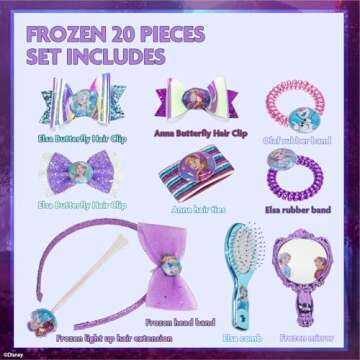 Disney Frozen 2 - Townley Girl Hair Accessories Set for Kids, Perfect for Parties, Ages 3+, 20 Pcs