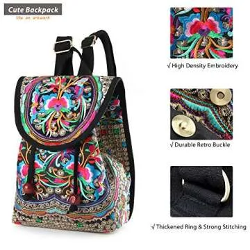 Goodhan Vintage Embroidered Women Backpack for Travel and Style