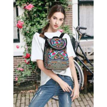 Goodhan Vintage Embroidered Women Backpack for Travel and Style