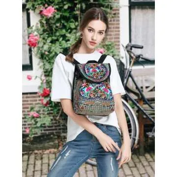 Goodhan Vintage Embroidered Women Backpack for Travel and Style