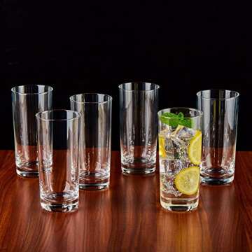 Borosilicate Drinking Glasses Set of 6 Heat-Resistant Tumblers