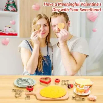14 Pcs Heart Cookie Cutter Set for Valentine's Day, 9 Size Heart Shape Cookie Cutter and Lips, Heart with Arrow, Double Heart, Angel's wings Shape in One Size, Stainless Steel Biscuit Pastry Cutters