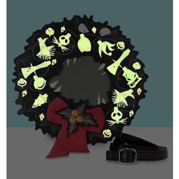 Loungefly Nightmare Before Christmas Wreath String Lights Glow Crossbody Bag