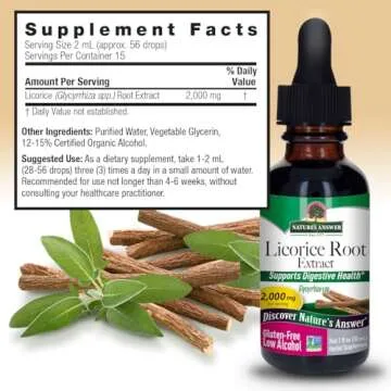 Nature's Answer Organic Low Alcohol Licorice Root 2000mg 1oz Extract | Digestion Support | Natural Immune Booster | Promotes Lung Function | Gluten-Free, Non-GMO, Vegan | Single Count