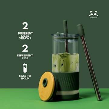 Pandaloo Glass Cup - 20oz Stylish Hydration Tumbler