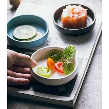 Stylish Ceramic Porcelain Side Dish Bowls - Set of 6