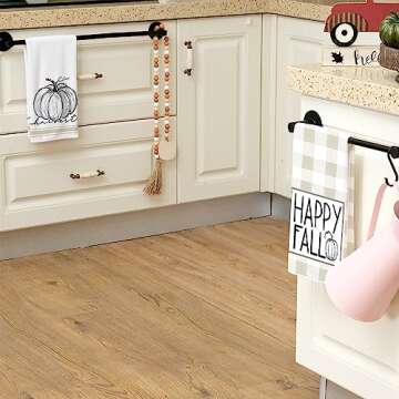 GEEORY Fall Kitchen Dish Towels Set of 2 for Fall Decor,Happy Fall Beige Plaid Printed Pumpkin 18x26 Inch Drying Dishcloth,Farmhouse Home Decoration GD105