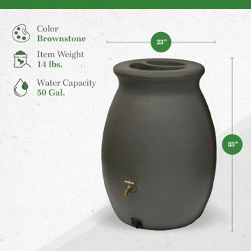 Algreen 50 Gallon Eco-Friendly Rainwater Collection Barrel