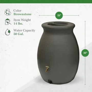 Algreen 50 Gallon Eco-Friendly Rainwater Collection Barrel