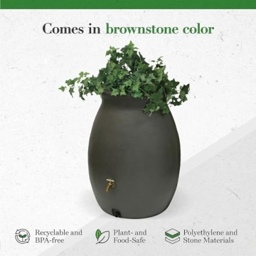 Algreen 50 Gallon Eco-Friendly Rainwater Collection Barrel