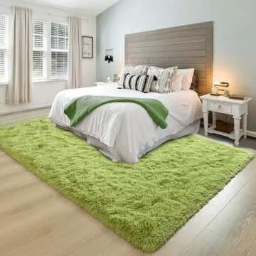junovo Ultra Soft Area Rugs 6x9 Feet Fluffy Carpets for Bedroom Kids Girls Boys Baby Living Room Shaggy Floor Nursery Rug Home Decor Mats, Green