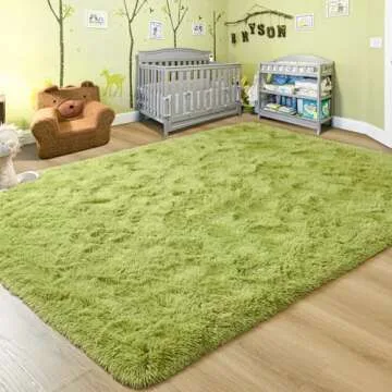 junovo Ultra Soft Area Rugs 6x9 Feet Fluffy Carpets for Bedroom Kids Girls Boys Baby Living Room Shaggy Floor Nursery Rug Home Decor Mats, Green