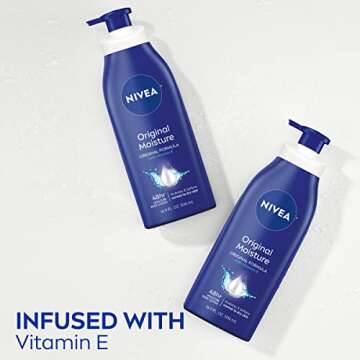 NIVEA Original Moisture Body Lotion with Vitamin E, Body Lotion for Dry Skin, 16.9 Fl Oz Pump Bottle