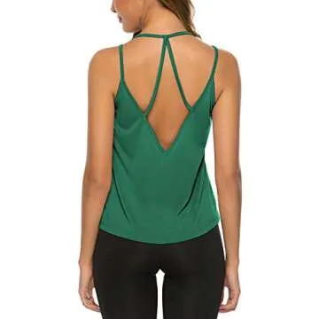 DIBAOLONG Womens Workout Tops Open Back Yoga Shirts