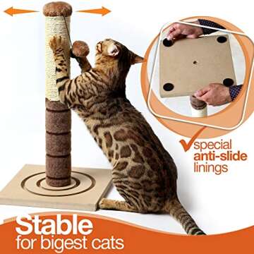 4 Paws Stuff Tall Cat Scratching Post Cat Interactive Toys - Cat Scratch Post Cats Kittens - Plush S...