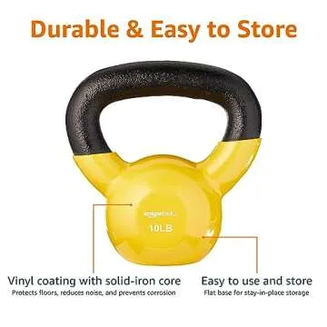 Amazon Basics Vinyl Kettlebell, 10 Pounds, Light Orange
