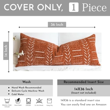 BlissBlush Brick Red Boho Lumbar Pillow Cover Stylish Soft