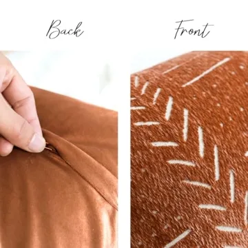 BlissBlush Brick Red Boho Lumbar Pillow Cover Stylish Soft