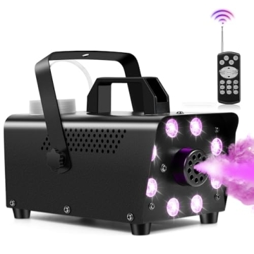 Ikitneo Fog Machine, Smoke Machine with 13 Colorful LED Lights Effect, 500W and 2000CFM Fog with Wir...