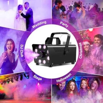 Ikitneo Fog Machine, Smoke Machine with 13 Colorful LED Lights Effect, 500W and 2000CFM Fog with Wireless Remote Control, Indoor Outdoor Fog Machine for Halloween, Party, Wedding, DJ Stage