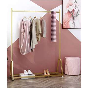 FONECHIN Industrial Pipe Clothing Rack, Heavy Duty Metal Clothes Rack With Wheels, Rolling Garment R...