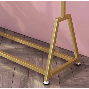 FONECHIN Industrial Pipe Clothing Rack, Heavy Duty Metal Clothes Rack With Wheels, Rolling Garment Rack with Bottom Shelf for Home Boutique Use (Gold)