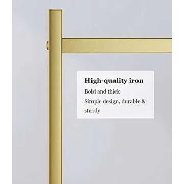 FONECHIN Industrial Pipe Clothing Rack, Heavy Duty Metal Clothes Rack With Wheels, Rolling Garment Rack with Bottom Shelf for Home Boutique Use (Gold)