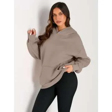 EFAN Womens Hoodies Oversized Sweatshirts Pullover Fleece Sweaters Long Sleeve Winter Fall Outfits Fashion Y2k Clothes CoffeeGrey L