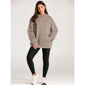 EFAN Womens Hoodies Oversized Sweatshirts Pullover Fleece Sweaters Long Sleeve Winter Fall Outfits Fashion Y2k Clothes CoffeeGrey L
