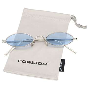 COASION Vintage Small Oval Aesthetic Sunglasses Retro for Women Men Hippie Cool Metal Frame Sun Glas...
