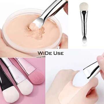 SALOCY Face Mask Brush Double-Ended,3 PCS Fan Shaped Soft Mask Brush Facial Mask Brush Professional Makeup Brushes Foundation Brush, Concealer brush and Kabuki Brush Skin Care Cosmetics Tool