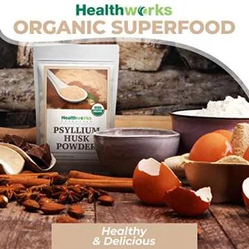 Healthworks Psyllium Husk Powder Organic Fiber Supplement