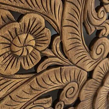 Balinese Hand Carved King Size Bed Headboard Reclaimed Wooden Panels Artwork Handmade Painted in Chiang Mai Thailand 72 Inches