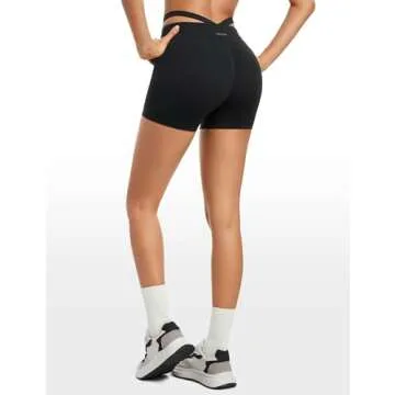 INGIA Womens Biker Shorts 4 Inches High Waisted No Front Seam Hollow Belt Running Workout Yoga Shorts